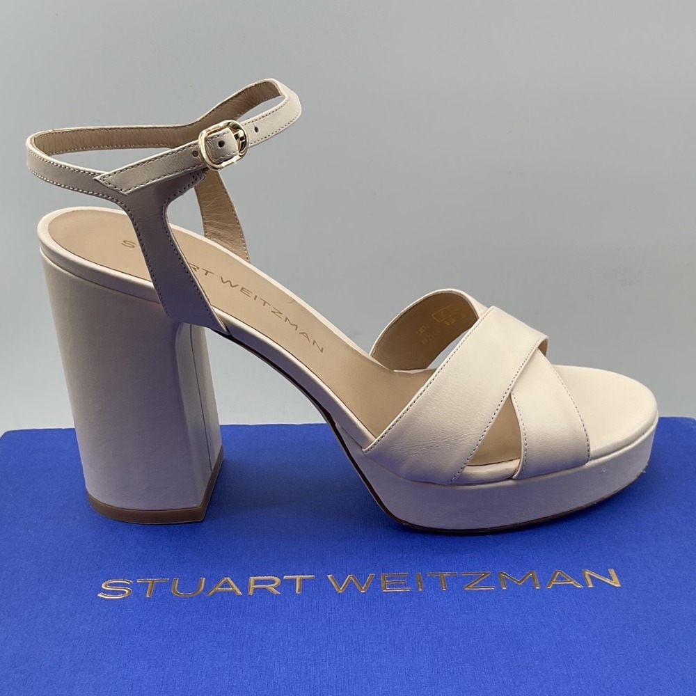STUART WEITZMAN
Dayna 100MM Platform Sandals Beige Leather Platform block Heels